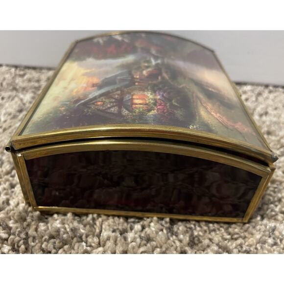 Vintage Thomas Kincade Jewelry Box Enesco Brass Glass Mirrored - Picture 4 of 8